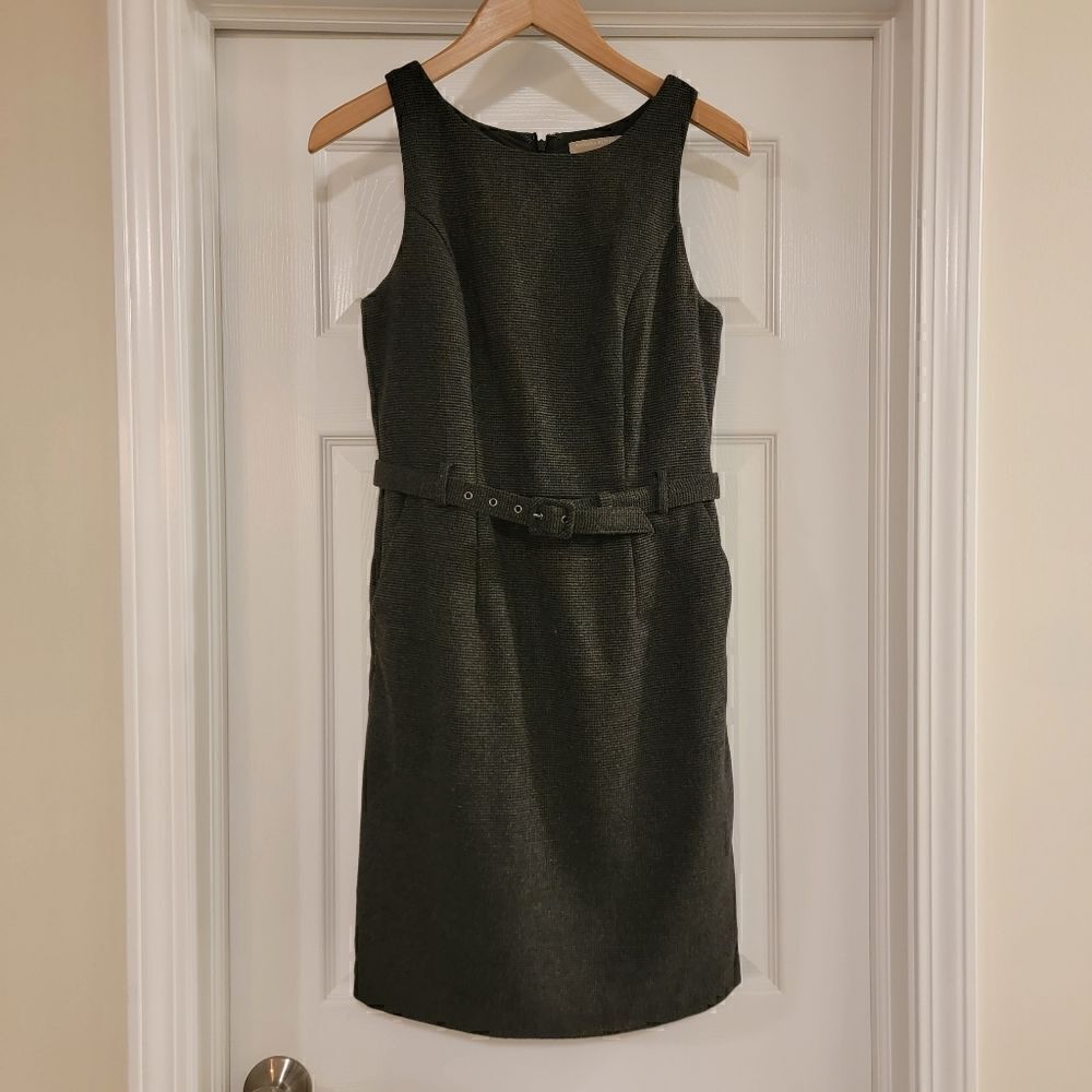 Banana Republic grey black stripe wool blend sheath dress size 4